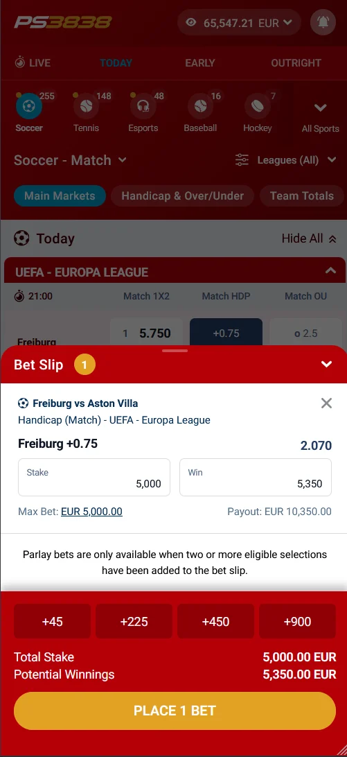PS3838 mobile betslip